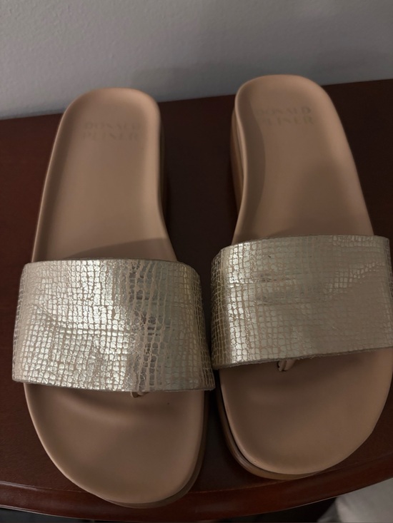 Donald J. Pliner Shoes - Donald Pliner Gold Slide Sandals with Textured Upper worn once